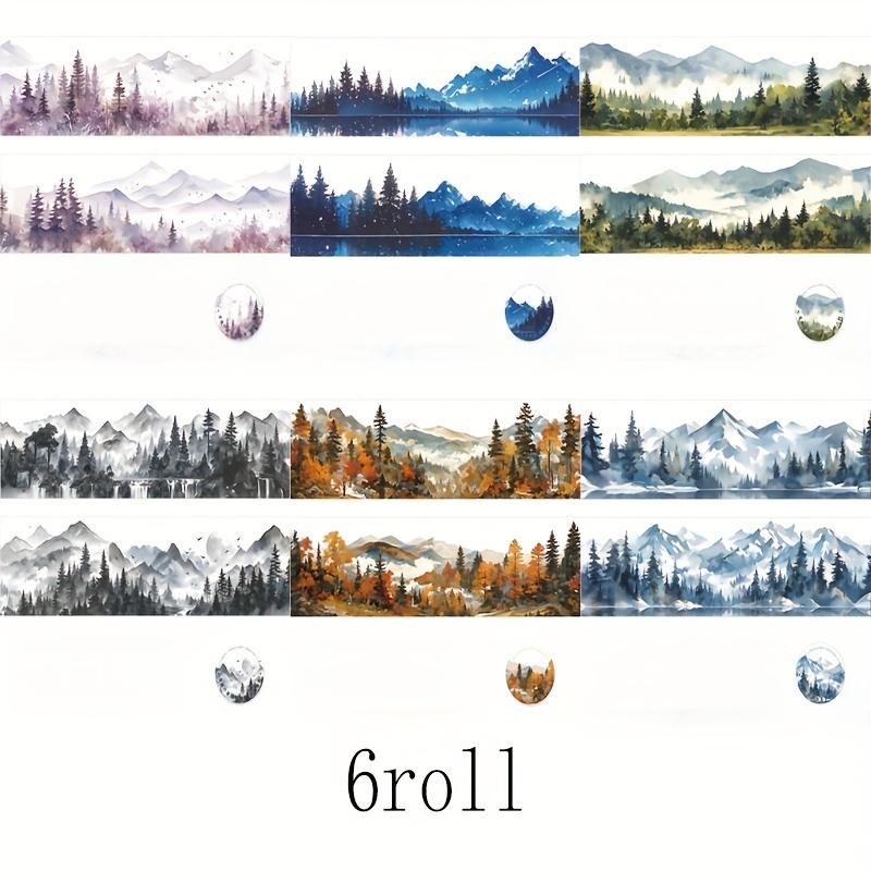 

6Roll PET Waterproof Tape 200cm Natural Landscape and Mountain Theme Series Tape for DIY Handbook Cup Envelope Diary Decoration