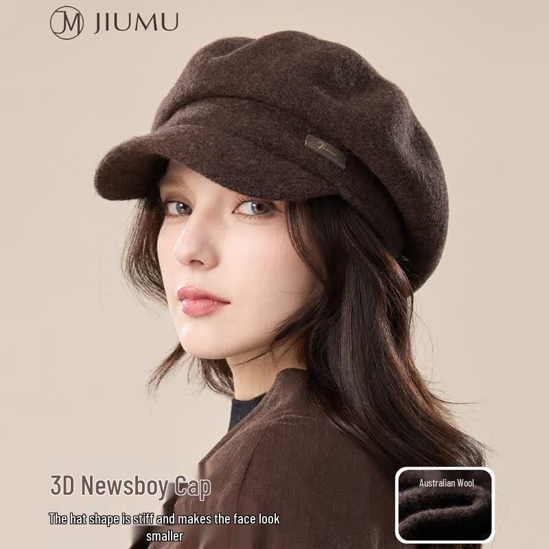JIUMU Women s Retro British Wool Beret Hat One Size