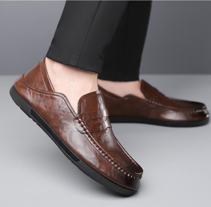 Мода Мода Мужская Повседневная Кожаная Обувь Мужская Классическая Ретро Пенни Лоферы — фото 6