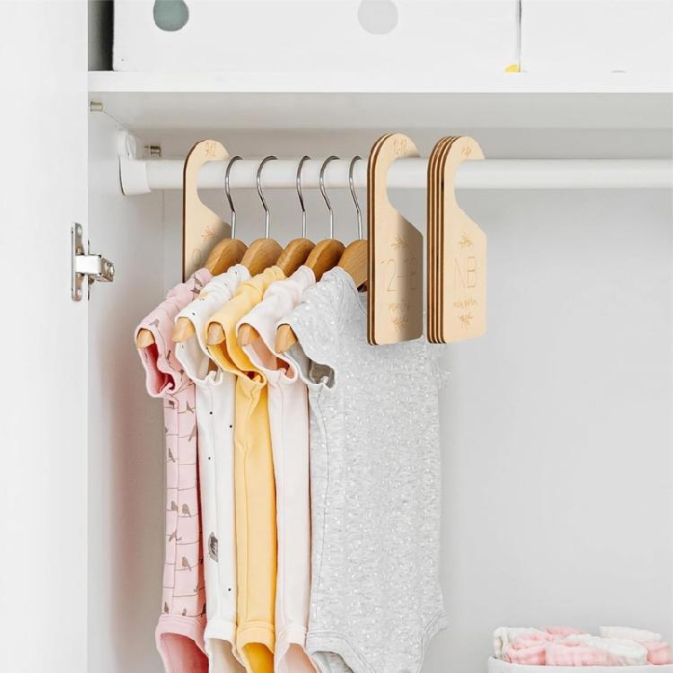 Wood Baby Closet Organizers Practical Baby Clothes Hanger Children's Wardrobe Size Divider with Engraved Number