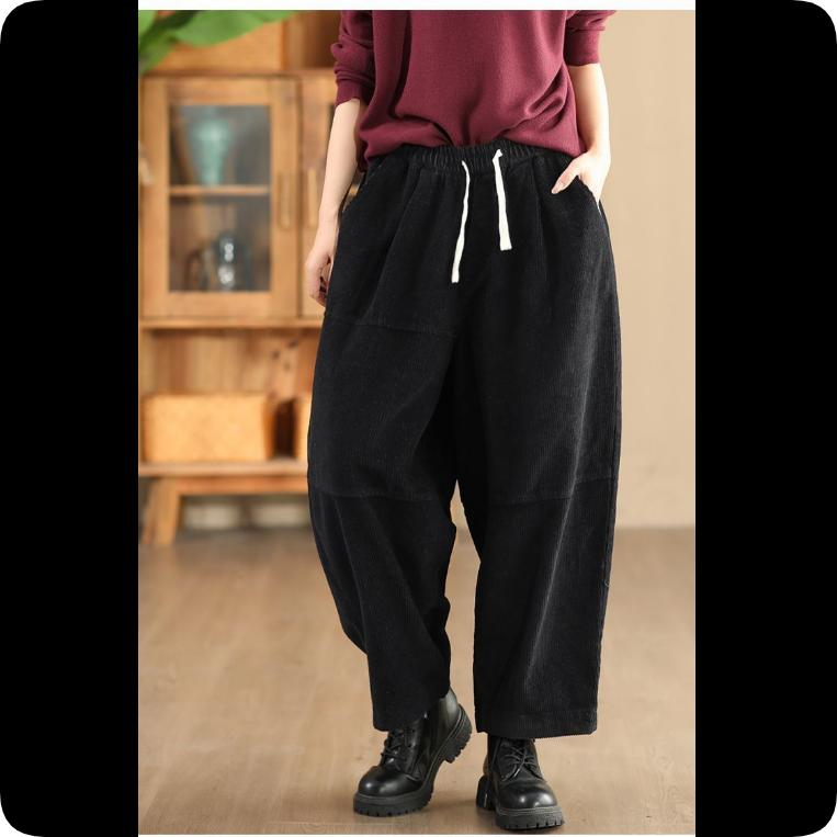 

Ретро Плюс Бархатные Утолщенные Универсальные Вельветовые Повседневные Брюки Морковь Осень и Зима Свободные Брюки Шов Детали Харлан Чтобы Сохранить Тепло S чёрный