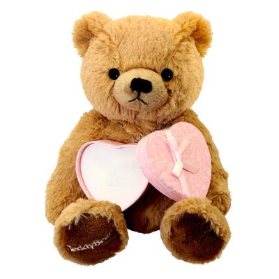 Teddy Bear Plush Jewelry Box Gift Set [Sears] Heart-shaped (Brown) Tdt-01-br