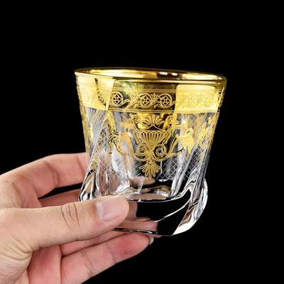 European Thick Crystal Glass Wine Glass Whiskey Glass Tracing Gold Bell Flower Glass Glass Beer Glass