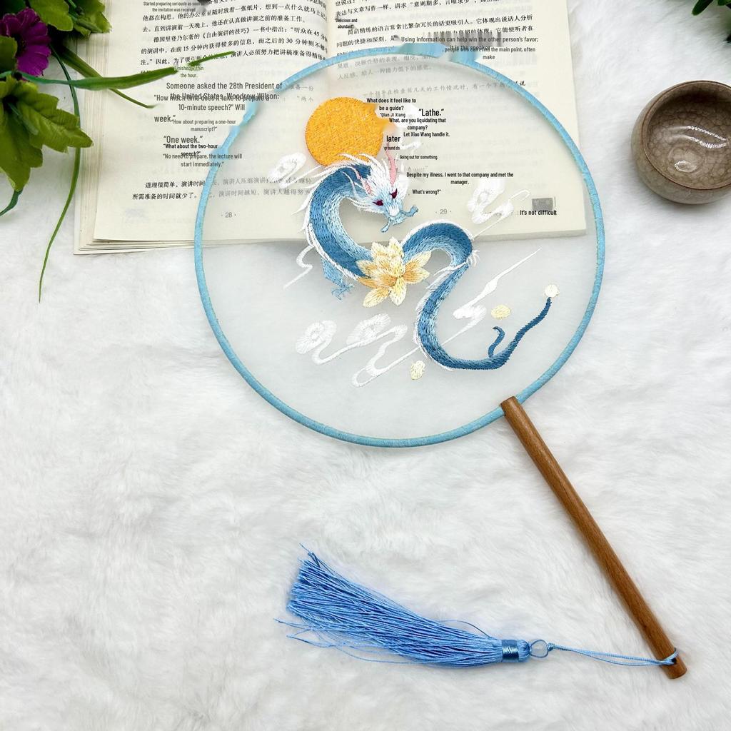 Ancient Style Single-Sided Suzhou Embroidery Dance Fan