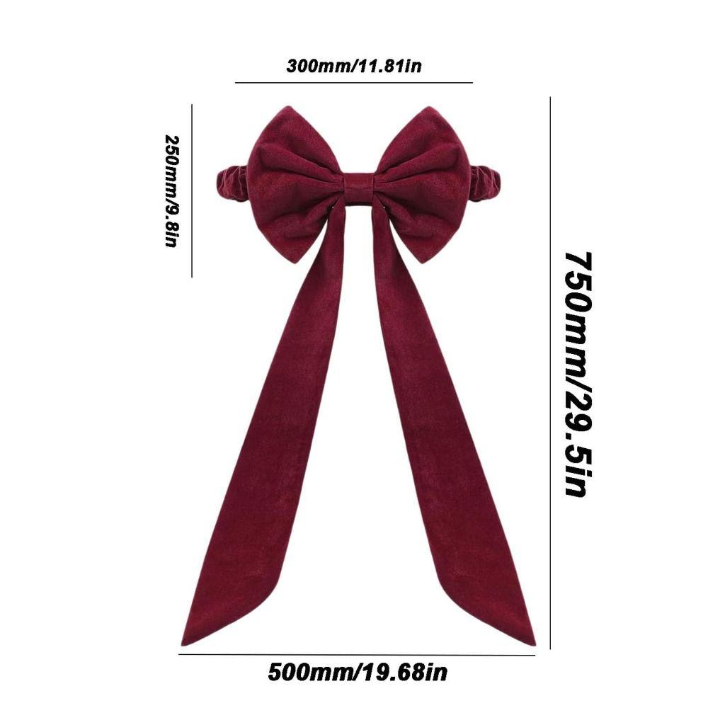 Velvet Christmas Red Chair Bows Elastic Ribbon Gift Bows Big Bows Tie Back Burgundy Chair Sashes