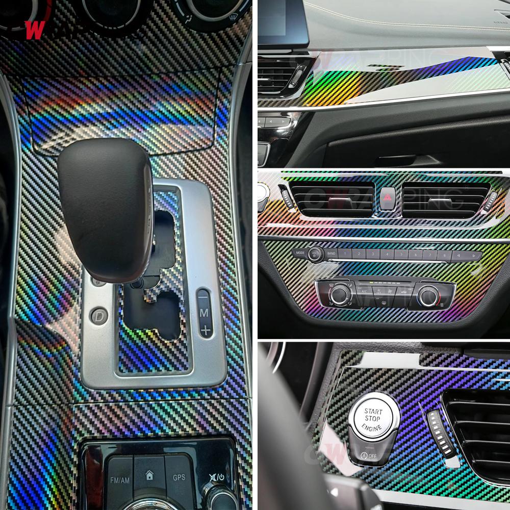 High Gloss Laser Silver Carbon Fiber Vinyl Film Motorcycle Body Stickers Rainbow Car Film Covers Accessories Wrap Foil Sticker