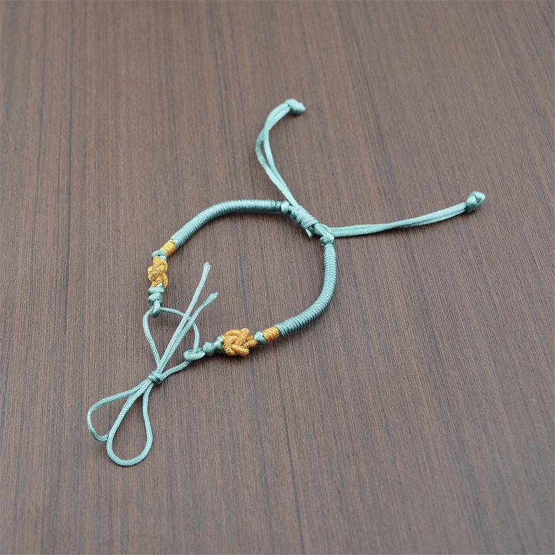 Handmade Woven Bracelet with Ping'an Buckle and Lucky Beads - Unisex DIY Semi-finished Bracelet Rope