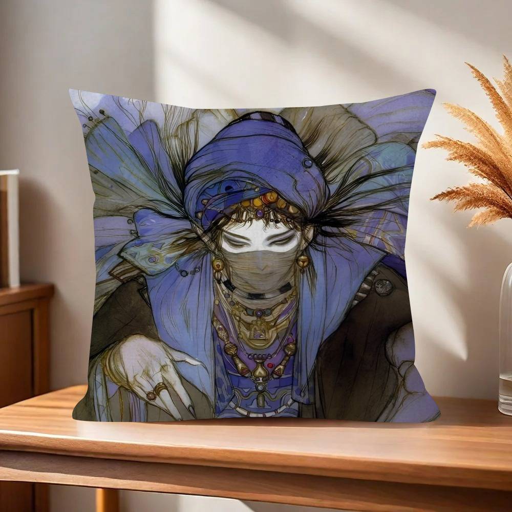 Painting YYoshitaka Amano Art   Pillow Gift Home Office Decoration Bedroom Sofa Car Cushion Cover case 45x45