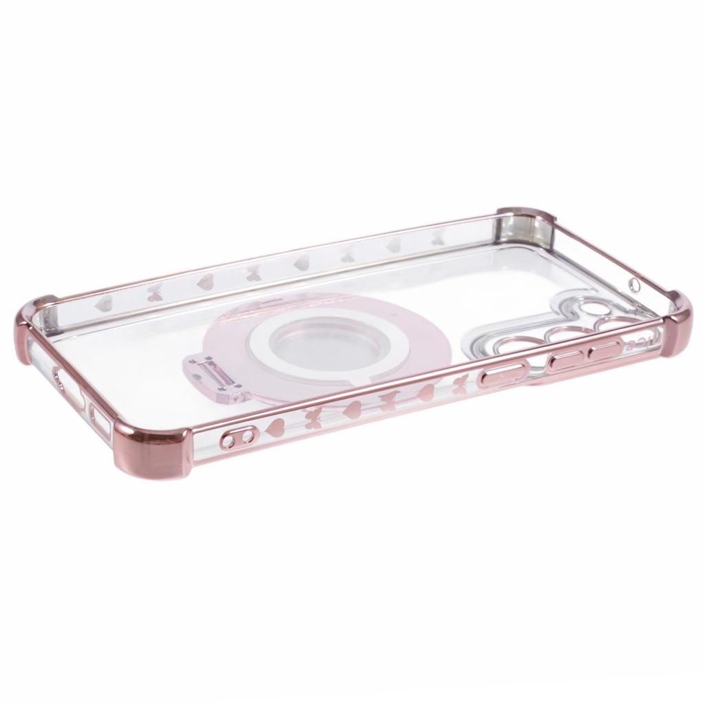 Pour Samsung Galaxy S23 Étui Miroir Béquille Housse de Téléphone TPU Motif Cœur sur le Côté