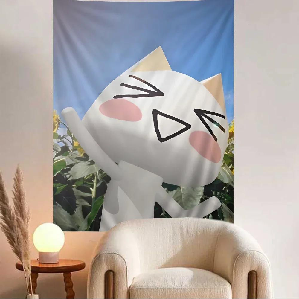 Inoue Toro SÜße Katze Hippie Wandbehang Wandteppiche für Wohnzimmer Zuhause Wohnheim Dekor Kunst Heimdekoration