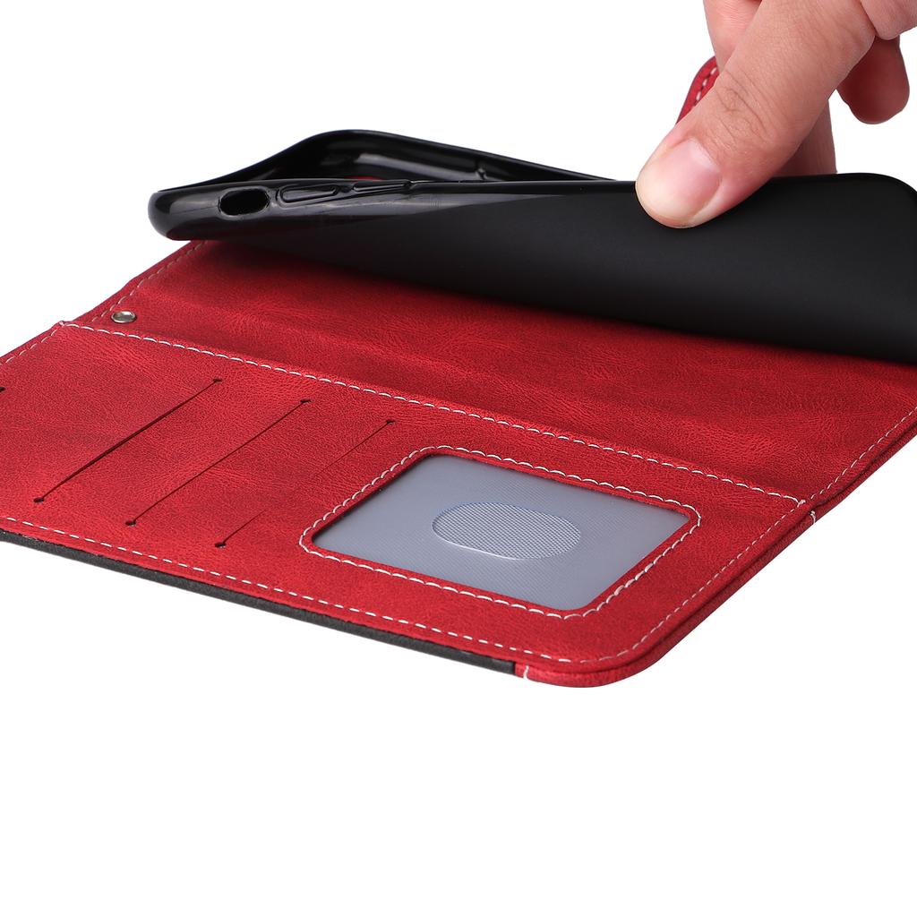For Xiaomi Redmi A3 4G/Poco C61 4G Case PU Leather Three-Color Splicing Folio Protective Cover