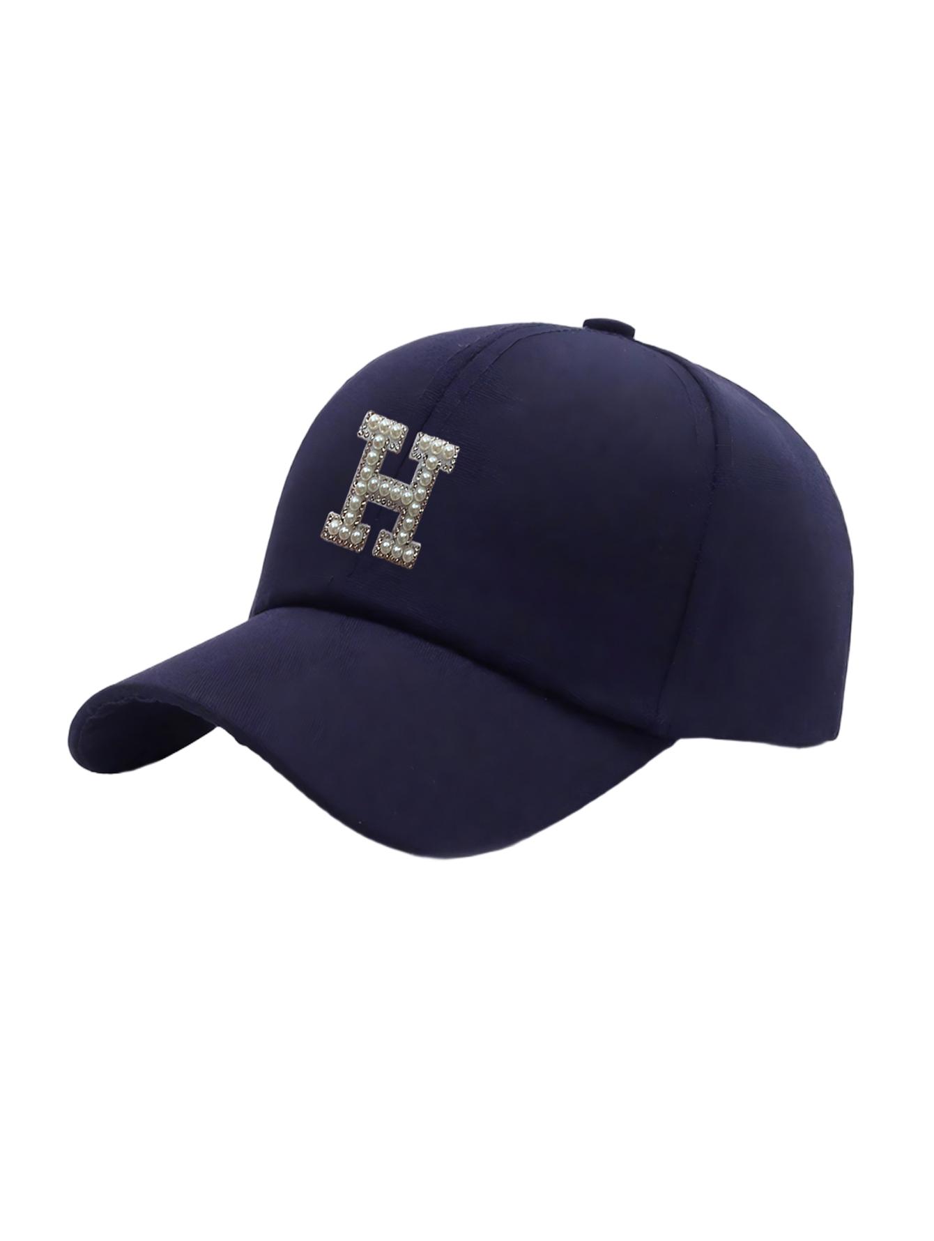 

1 Pc Pearl Letter A-Z Women s Couple Woman s Stylish Baseball Cap New Design Casual Street Versatile Sun Protection Visor Hat Br One Size