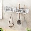 Water Ripple No-Drill Luxury Double-Head Mop Holder, Wall Mount Bathroom Broom Holder Adhesive Storage Rack