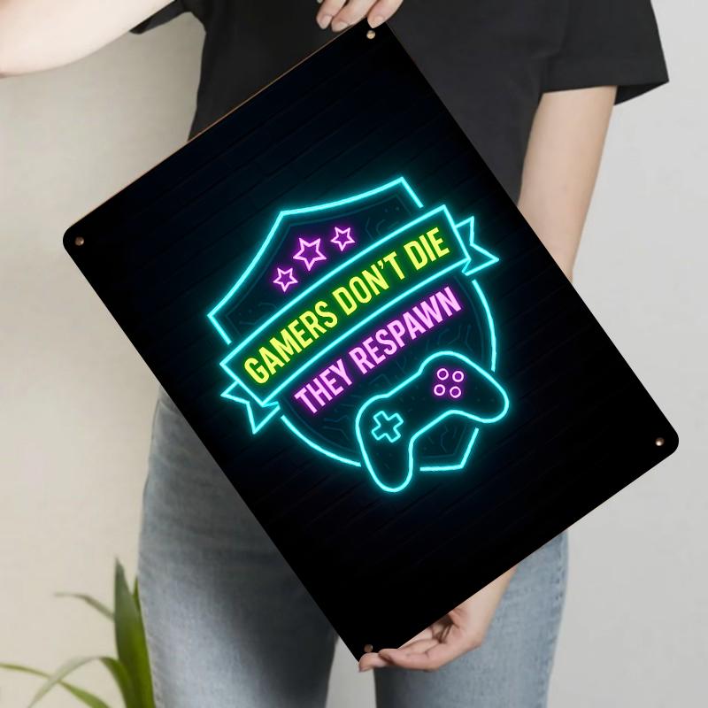 

Gamers Dont Die They Respawn Neon Sign Gaming Decor for Bedroom Game Room Metal Wall Art 20x30cm（7.8x11.8inch）