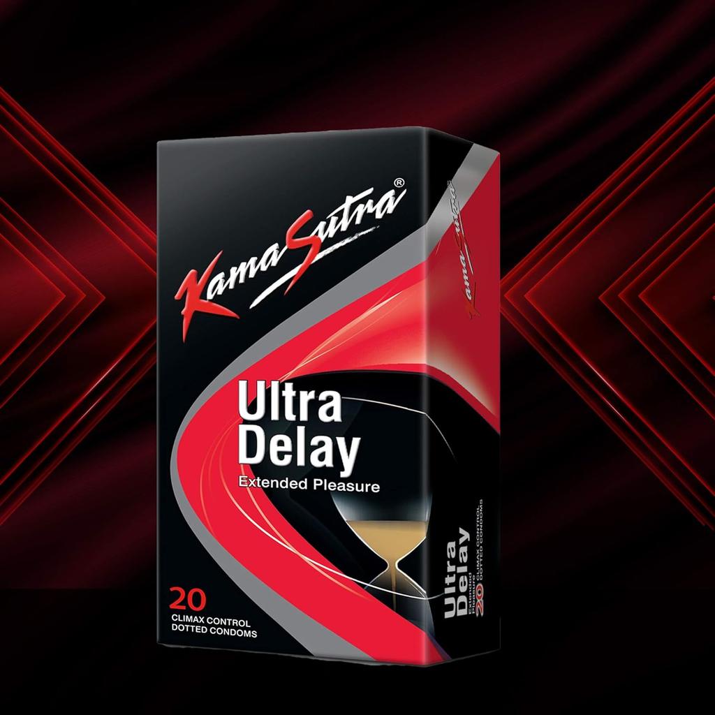 KamaSutra Ultra Delay Condom for Men | High Lubrication for Enhanced Pleasure| Combo Pack of 20