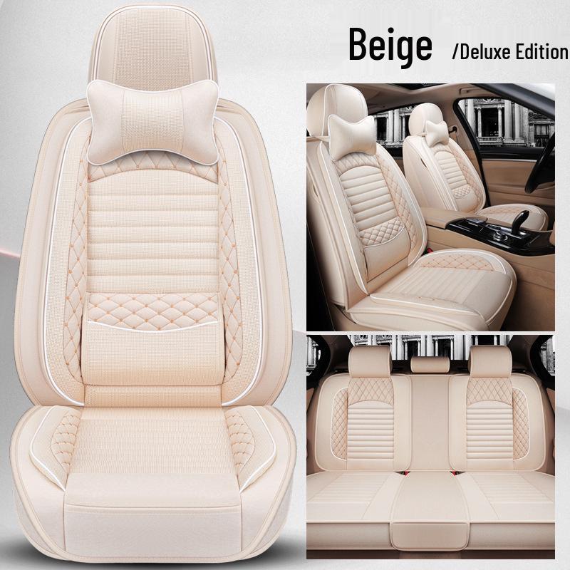 Universal Full Surround Linen Car Seat Cover and Cushion
