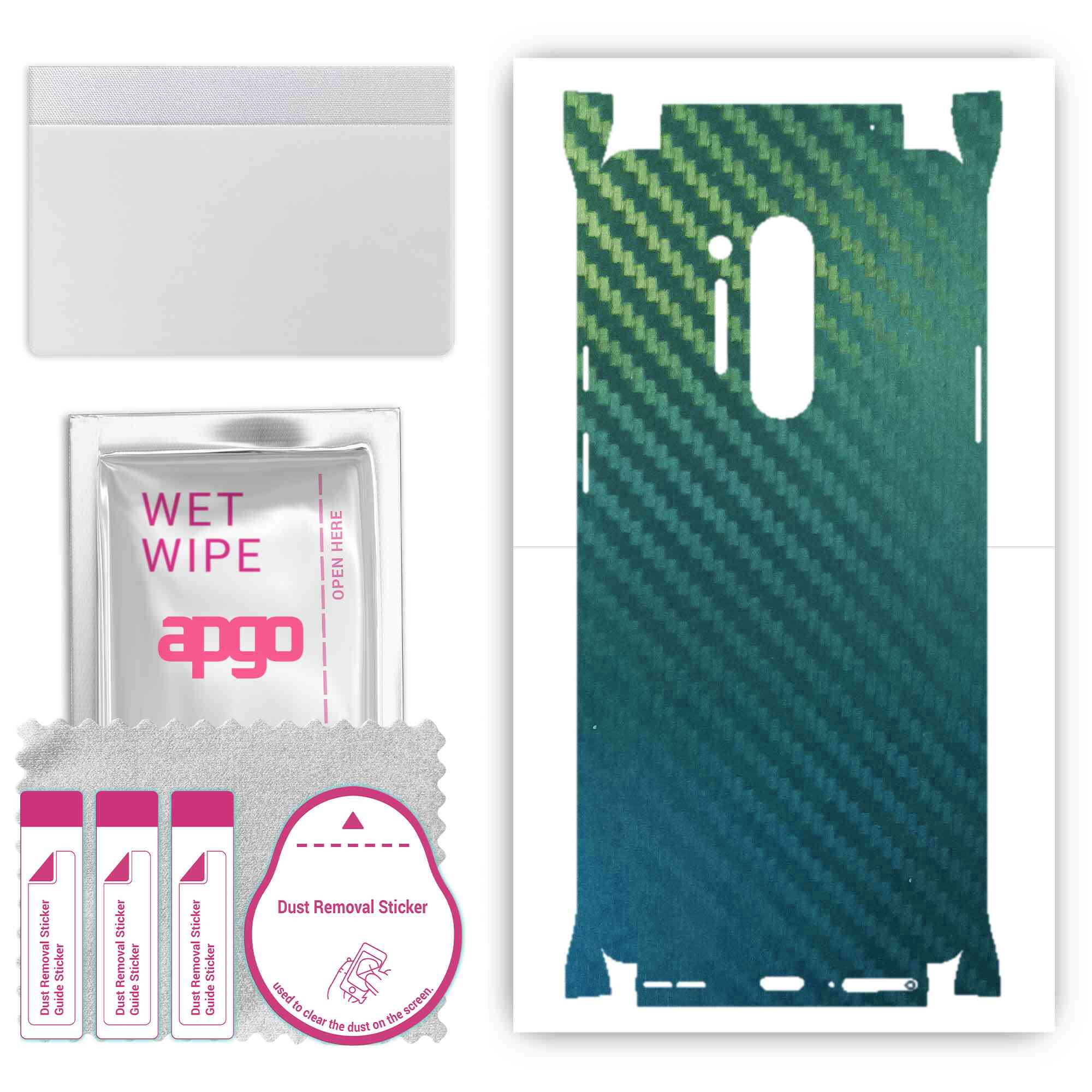 

Apgo Protective Skin Sticker for the back+sides compatible with OnePlus 8 Pro, Full Wrap Film, Foil, Vinyl - Pattern Carbon Chameleon CAKA1