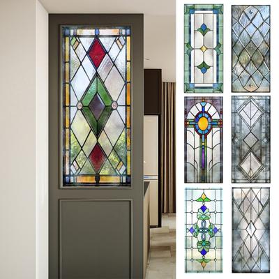 Gebrandschilderd Glas Raam Privacyfolie Statisch Hechtend Waterdicht PVC Vintage Decoratief Mat Herbruikbaar UV Zonwerend