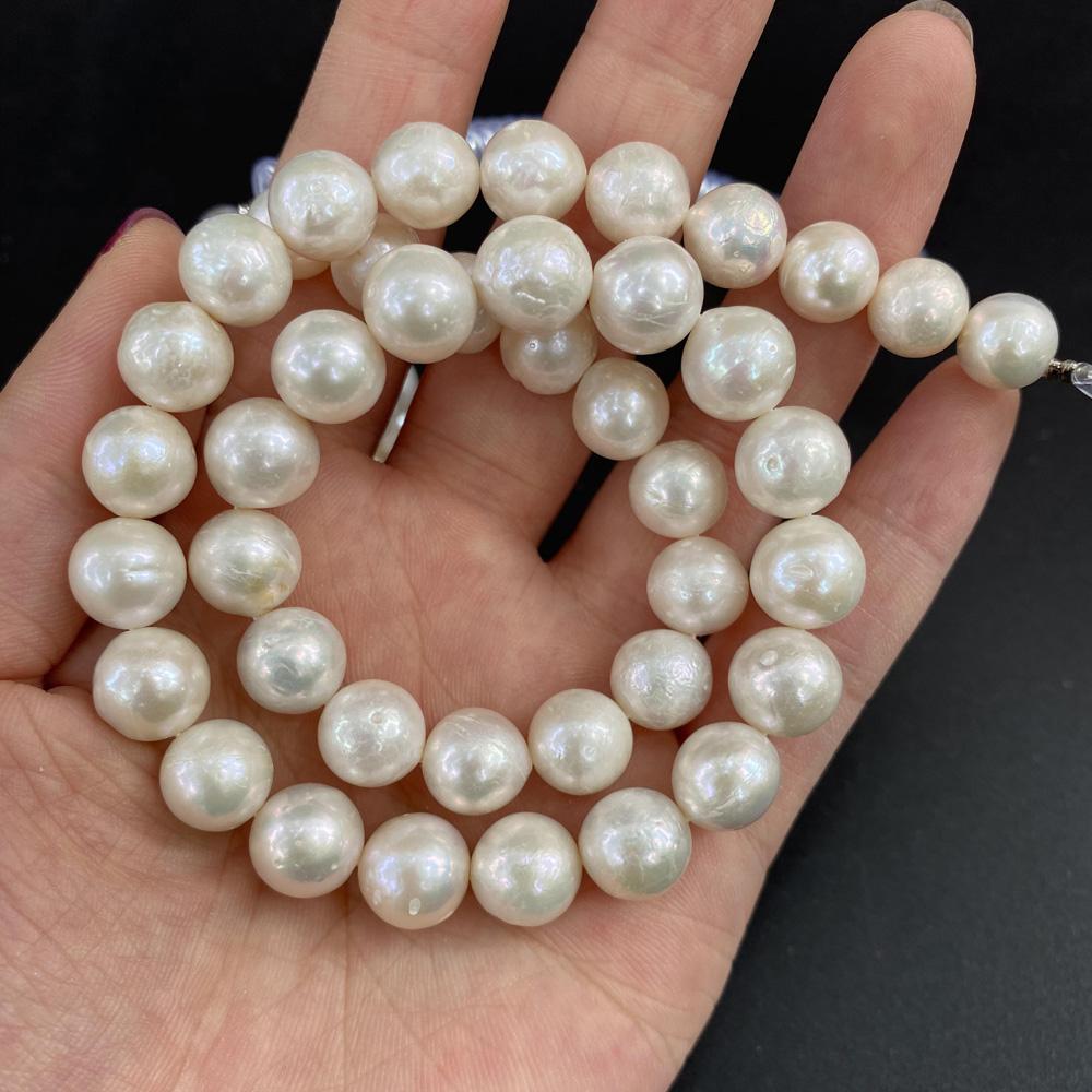 

1String, Round Pearls, 10-12 mm, White Natural Freshwater Pearl Beads for Jewelry Making DIY Supplies, Women s Craft Gifts 36cm 1String/10-12mm-36cm білий