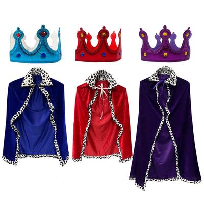 Ruler Robe And Crown Cosplay Kids Halloween Costume Children Role Play Red