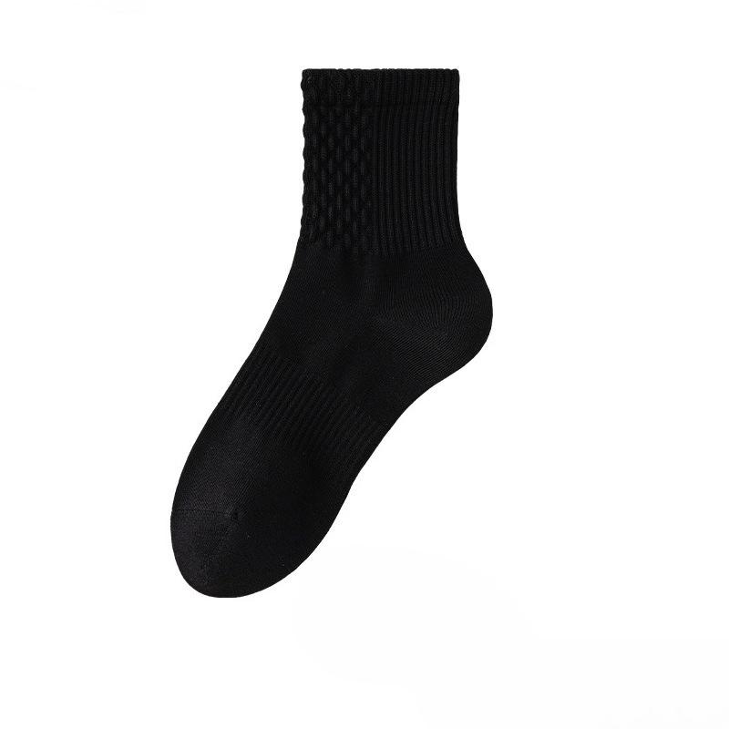 Female Autumn and Winter Pure Color Draw Waist Boneless Exercise Breathable Sweat Absorbing Tube Cotton Socks