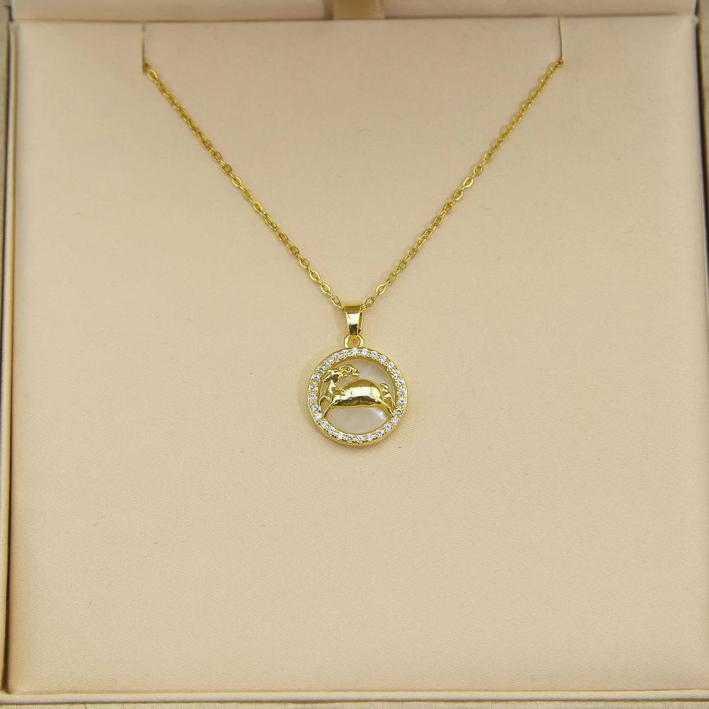 Twelve Constellations Necklace Women'S Trend Personality Temperament Diamond-Set Round Pendant Neck Chain With Jewelry