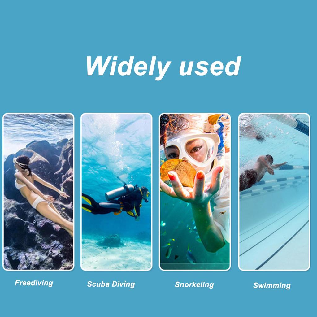 Diving Goggles with Nose Cover Wide View Anti Fog Tempered Glass Lens Silicone Snorkel Scuba Goggles Blue