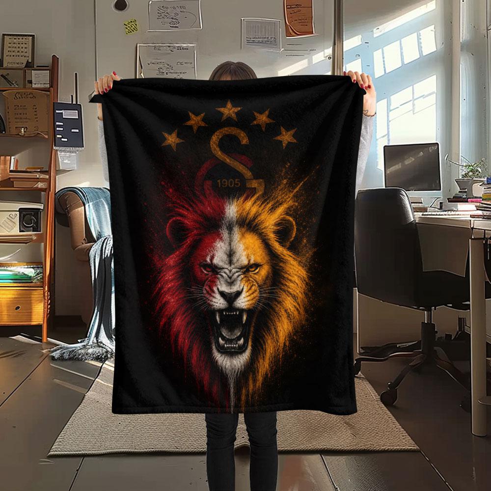 Galatasaray Spor Kulübü Printed Flannel Blanket, soft throw for bedroom sofa, washable, fan merchandise, great gift.