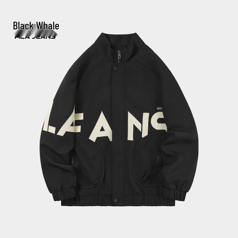 

Black Whale Men s Large Letter Stand Collar Jacket XXL