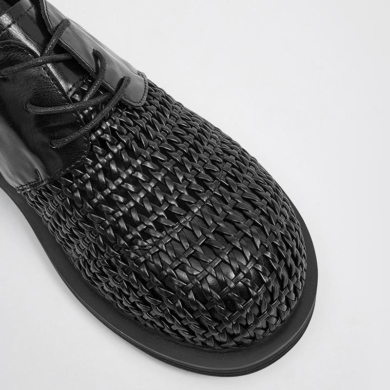 Summer Men's Sandals Hand-woven Hollow Breathable Derby Shoes Men's High-end Business Casual Big Head Leather Shoes