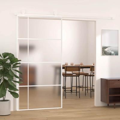 Vidaxl Sliding Door, ESG Glass and Aluminum, 102.5X205 Cm, White