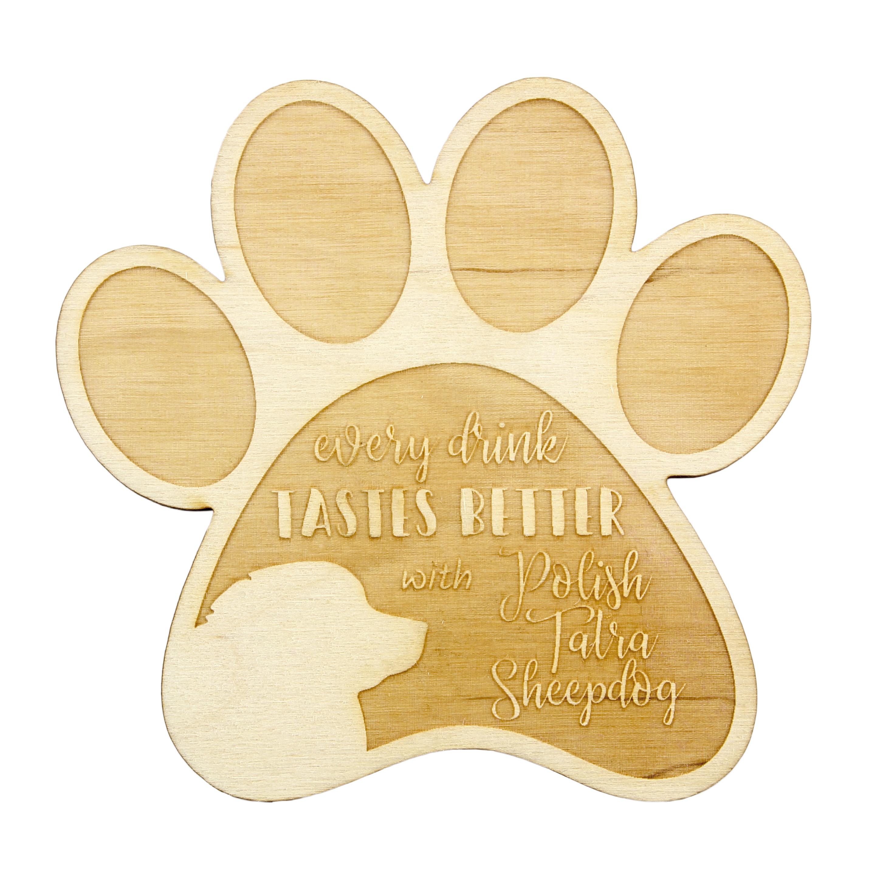 

Tatra Shepherd Dog, Polish Tatra Sheepdog - Mug coaster, engraved coaster with dog, gift for dog lover by Art-Dog brand