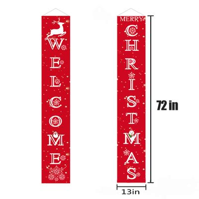 Baner Świąteczny Flaga Wisząca na Drzwi Znak na Ganek Dekoracja Imprezowa Ozdoba Bożonarodzeniowa
