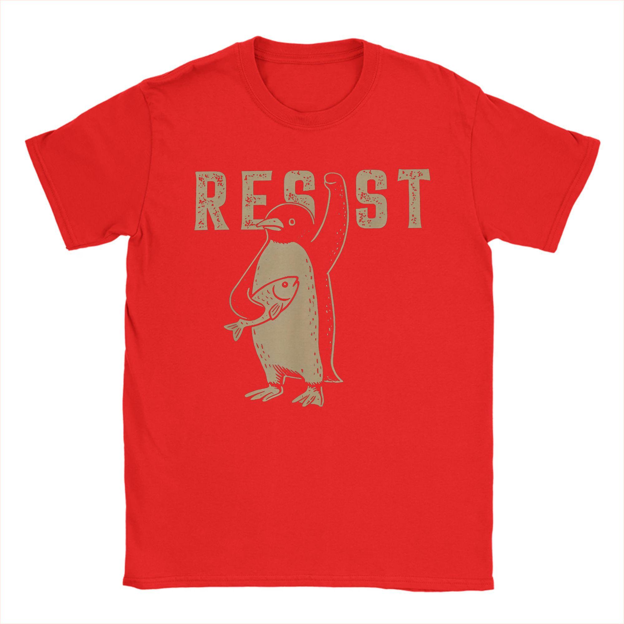 Men women TShirts Resist Humorou Tees Short Sleeve Penguin Activism T Shirt Crewneck Clothing Birthday Present S