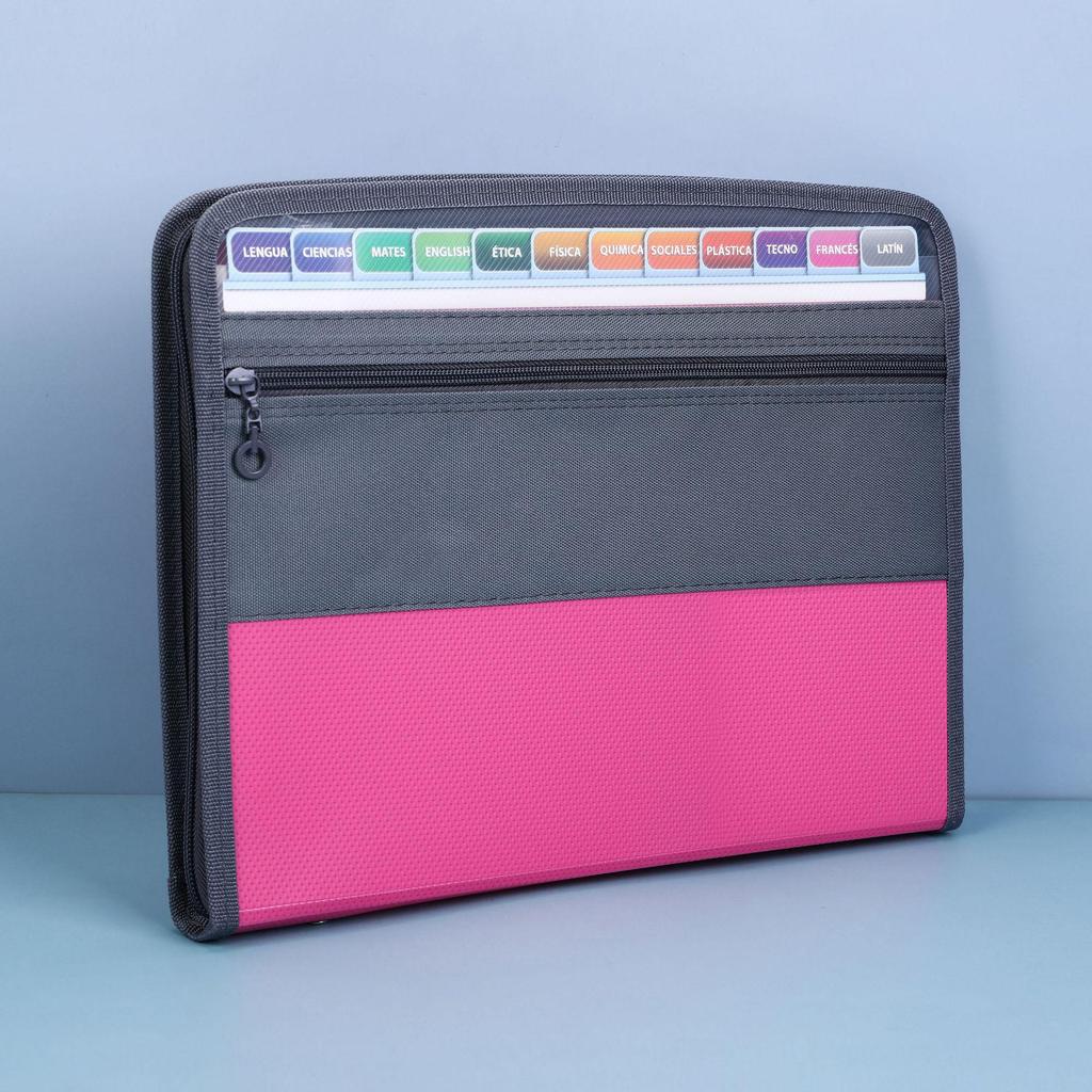 Rainbow Series Accordion File Folder: 13-Grid Double Zipper for Multi-Spec and Test Paper Storage