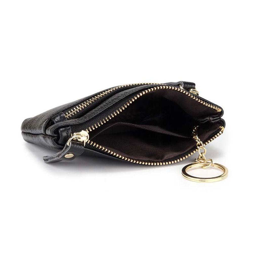 Zipper Small Cowhide Wallets Multi Card Slots Pu Coin Purse Elegant Lipstick Storage Bag  Women