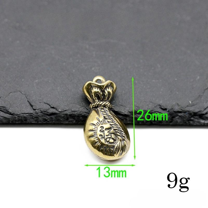 Brass, solid, lucky bag, money bag, creative handmade, lucky bag keychain, pendant, car keychain, vintage small gift