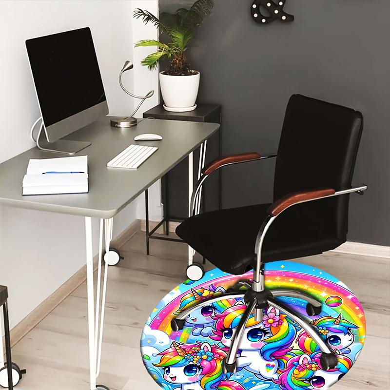 1pc Office Carpet Chair Mats Rainbow Unicorn Fantasy Perfect for Decorating Office Chairs, Living Rooms, Or Bedrooms