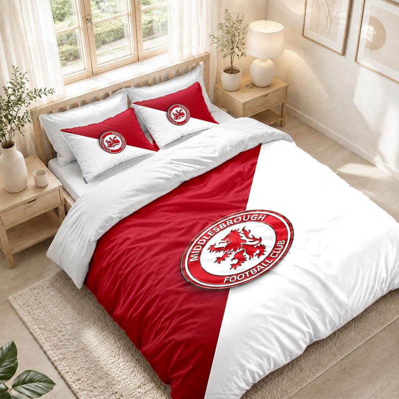 Bedding Set 1 Duvet Cover 2 Pillowcases Middlesbrough Football Print Bedroom Home Decoration