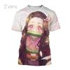 Summer Nezuko Kamado 3D Personalized Anime Printed T-shirt Fashion Men and Women Devil Slaye Short Sleeve Hip Hop T-shirt