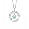 Elegant Feather Pendant Necklace Women Sterling With Iridescent Moonstone Floral Design Lightweight Daily Wear