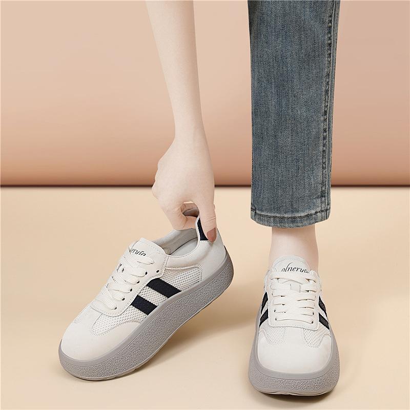 Popular Korean German training shoes women's fashion new versatile casual white shoes lace-up muffins retro sneakers women's shoes