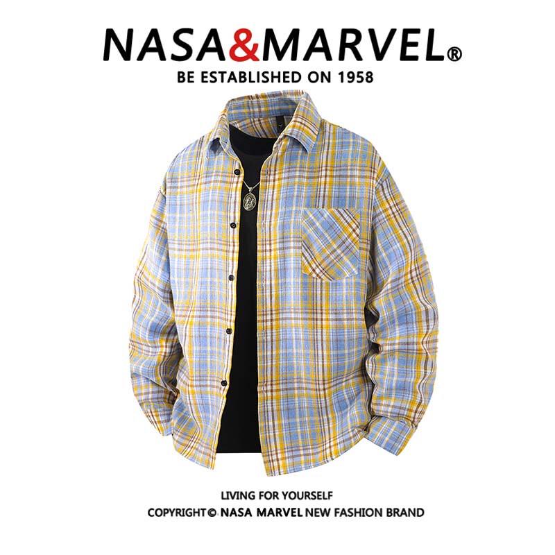 NASA MARVEL Men s Plaid Long-Sleeve Casual Shirt XL