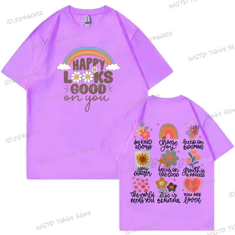 Be Kind Always Shirt Inspirational Quotes Gift for Women Happy Looks Good on You Summer Tops Tees Positive Quotes Woman T-shirts
