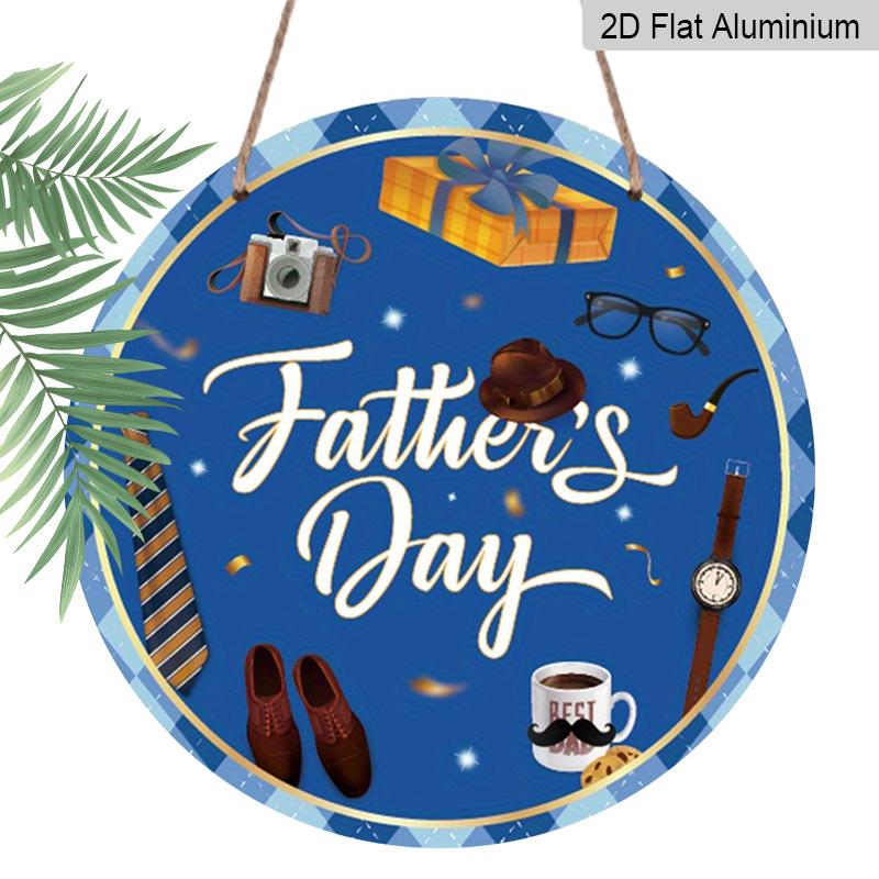 2D Flat 1pc, 8x8 in, Happy Father's Day aluminum metal logo, family gift window decoration, porch, room, home, wall decoration, easy to hang