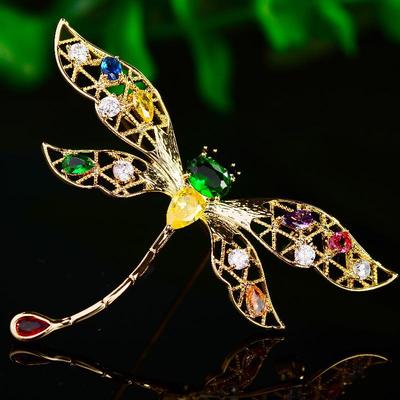 Broșă Elegantă Libelulă cu Zirconiu - Ac Pin Stil Creativ pentru Femei
