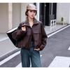 2024 Korean Style Casual Plush Lapel Leather Jacket - Fleece-Lined and Versatile