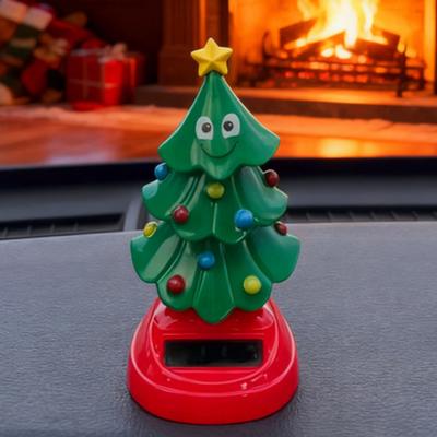 Yousheng Christmas Solar Tree, Swinging Tree Car Dashboard Decor, Solar Powered Nodding Ornament for Vehicle And Desk Festive Holiday