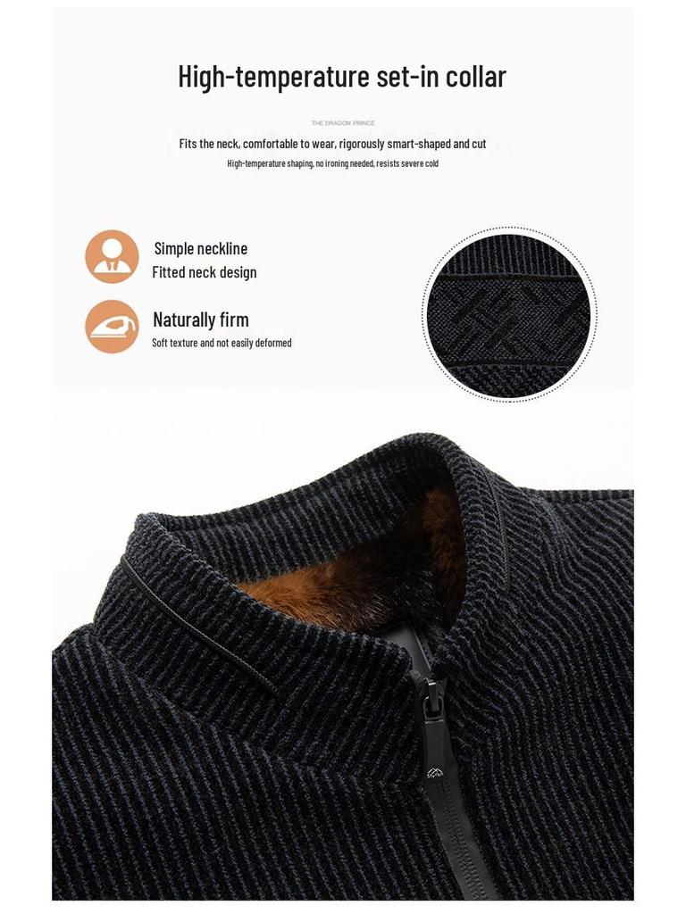 2025 Men's Plus Velvet Thickened Wool Coat - Autumn/Winter Style for Middle-aged and Elderly