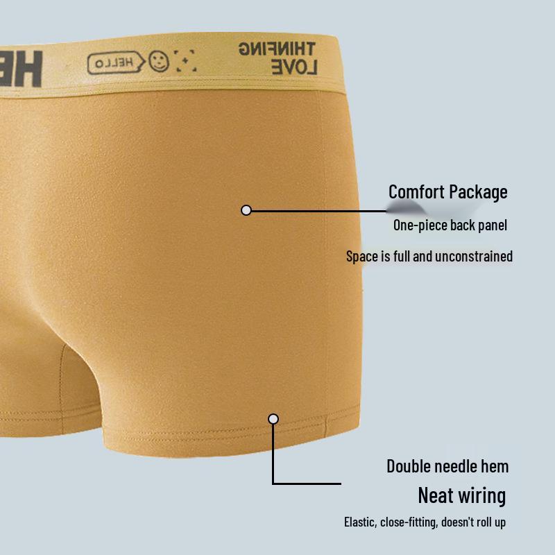 Pánské prodyšné bavlněné boxerky - Sportovní slipy se středním pasem pro teenagery, jednobarevné